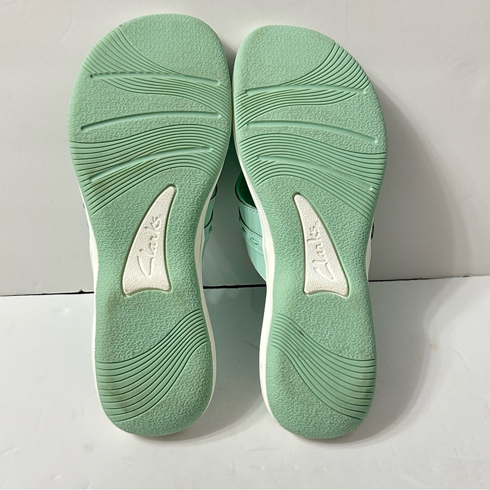 Clarks Cloudsteppers Womens Sandals Flip Flop Comfort Flower Turquoise 9.5 - Picture 9 of 10